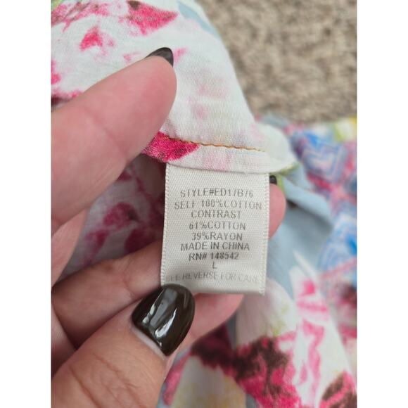 Aratta Silent Journey Floral Embroidered Tunic Shirt Dress Size L Boho Chic - Picture 12 of 12